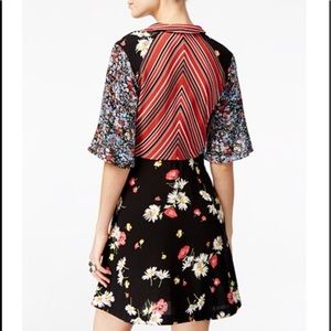 Free People Mixed Pattern Dress Floral Striped