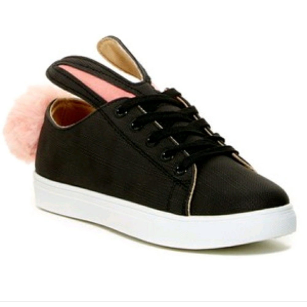 Super kawaii cute bunny black sneakers