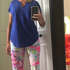 Lilly Pulitzer Duval Notch Neckline Linen Top