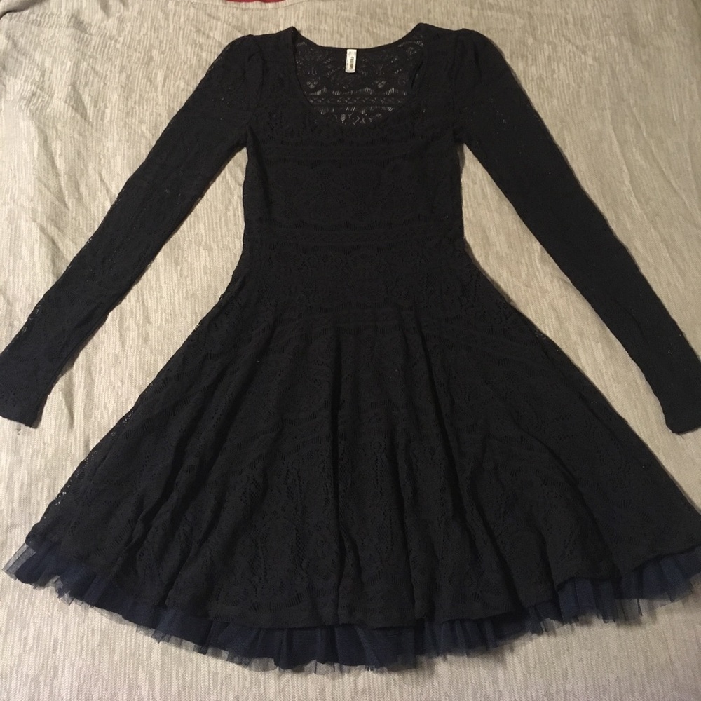 Free People Long Sleeve Black Dress