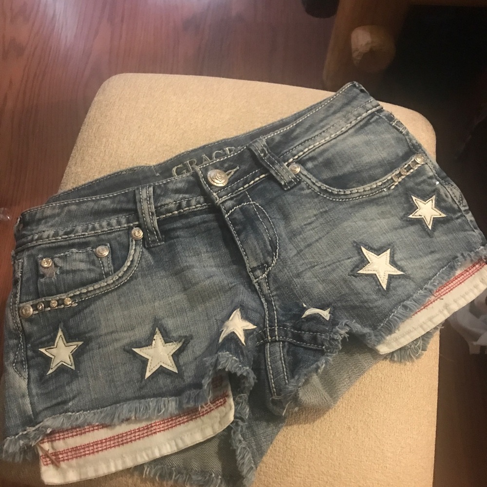 Grace in LA Denim shorts