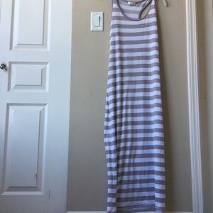 Long gray and white striped dress
