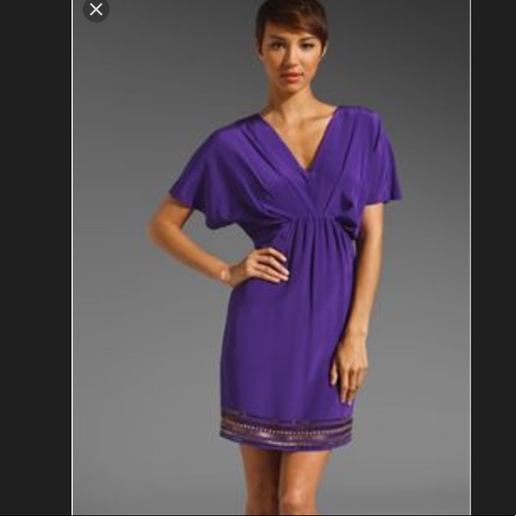 Trina Turk silk dolman sleeve dress with beading - Picture 4 of 11