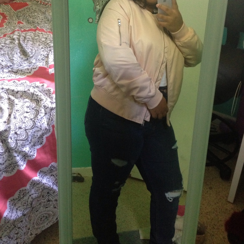 Blush/ light pink BOMBER JACKET. Plus size 1X