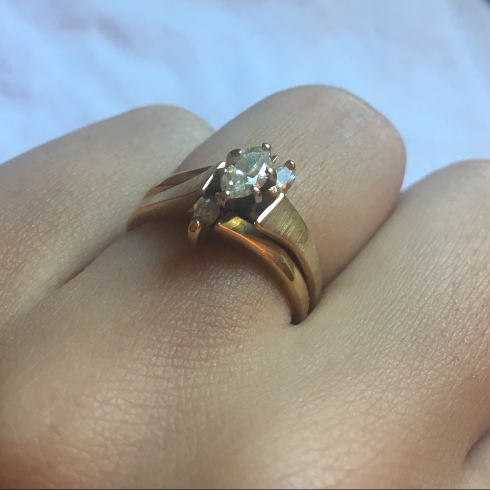 14K gold and diamond wedding and engagement bands