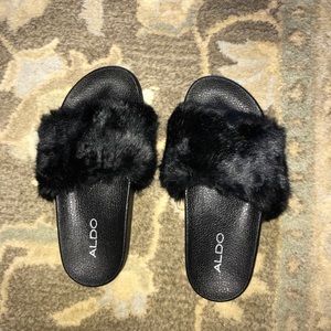 ALDO FURRY SANDALS