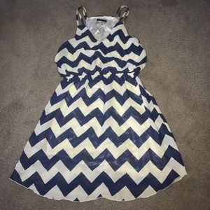 Navy blue and white womans dress