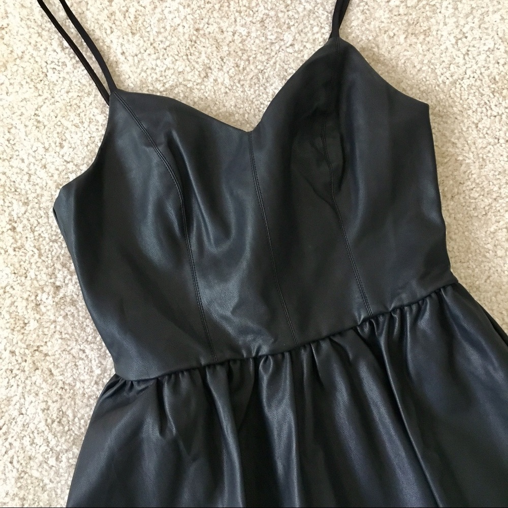 Faux Leather Dress with Laser Cutout Detailing