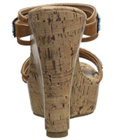 Beaded Boho Backless Cork Wedge Sandal - Picture 5 of 7