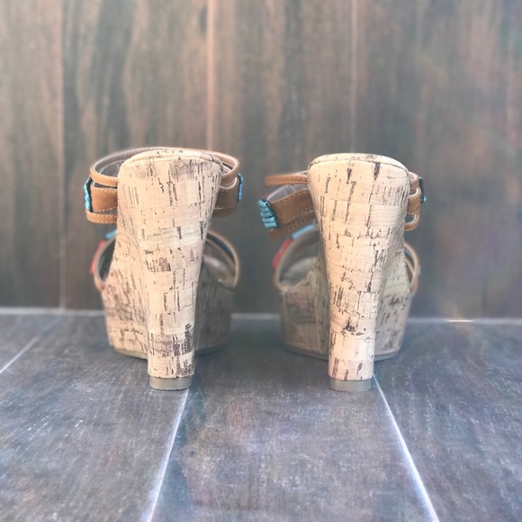 Beaded Boho Backless Cork Wedge Sandal - Picture 6 of 7