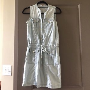 Michael Kors Sleeveless Chambray Denim Cargo Dress