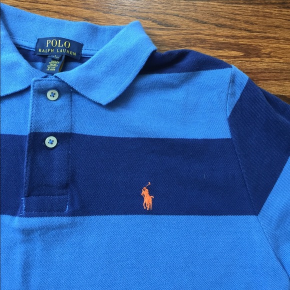 Ralph Lauren Polo Short Sleeve Blue Striped Boys - Picture 3 of 4