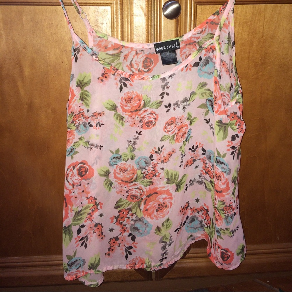 Floral crop tank top