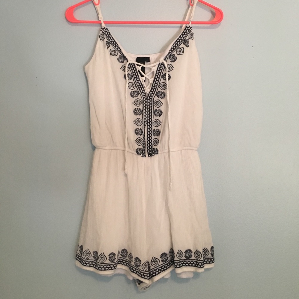 White and dark blue romper