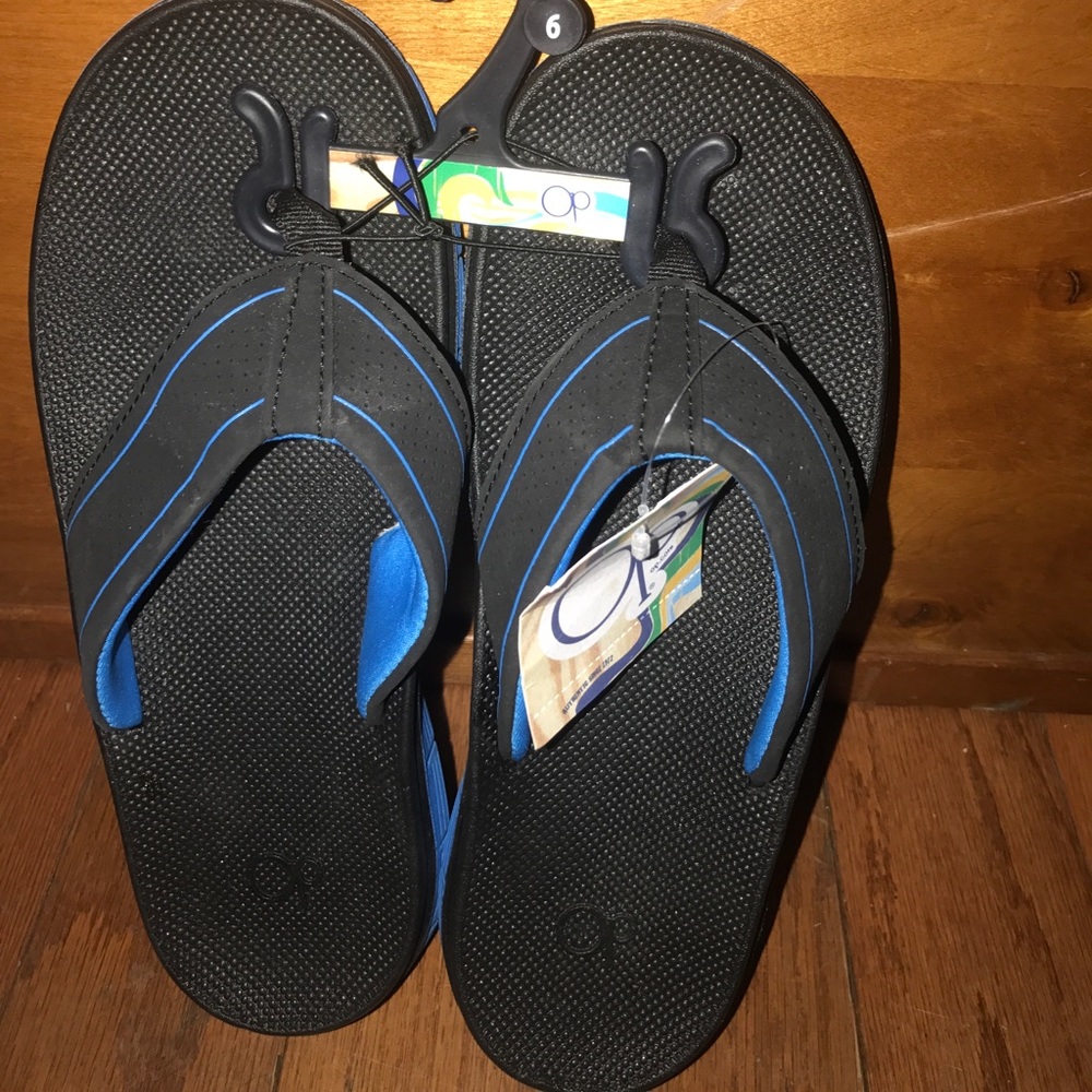 Men's OP flip flops size 6 Black/Royal Blue NWT