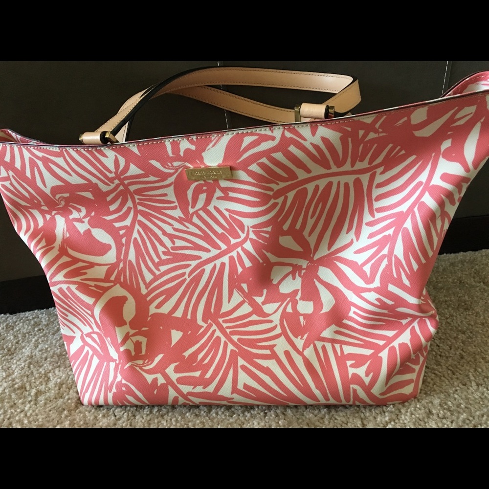 Kate spade Jules palm tree bag pink and white