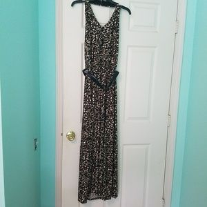 Leopard print maxi halter dress
