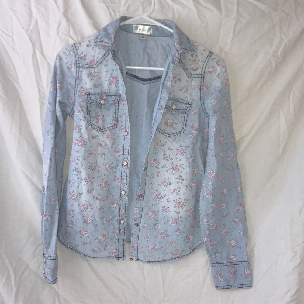 flowered button down flannel