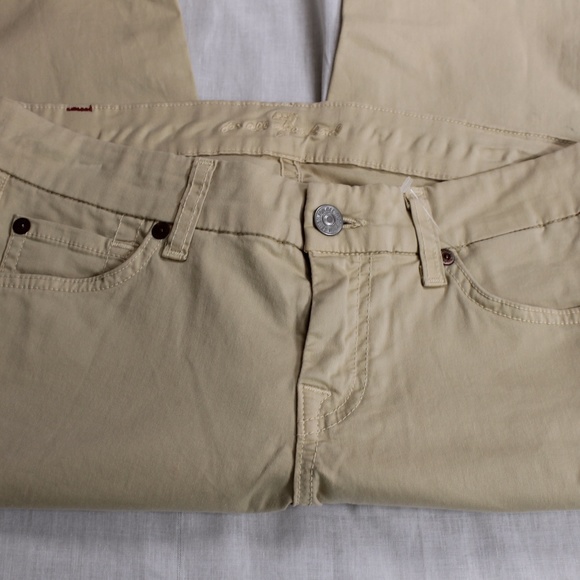 WOMENS 7 FOR ALL MANKIND KHAKI CROP PANTS SZ 26 - Picture 2 of 3