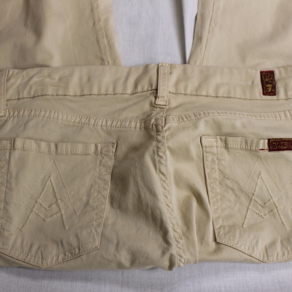 WOMENS 7 FOR ALL MANKIND KHAKI CROP PANTS SZ 26 - Picture 3 of 3