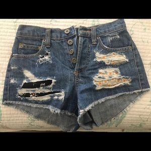 LF denim, high waisted shorts.