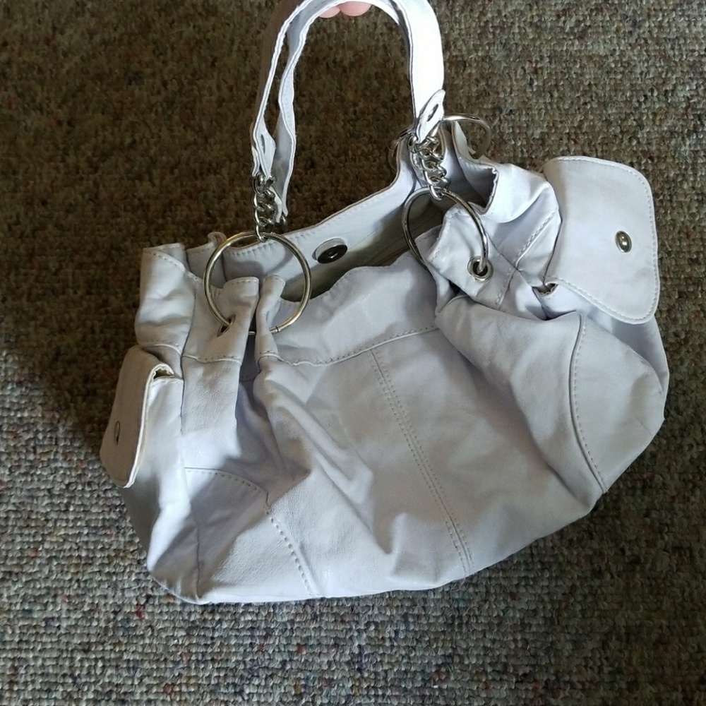 White leather purse