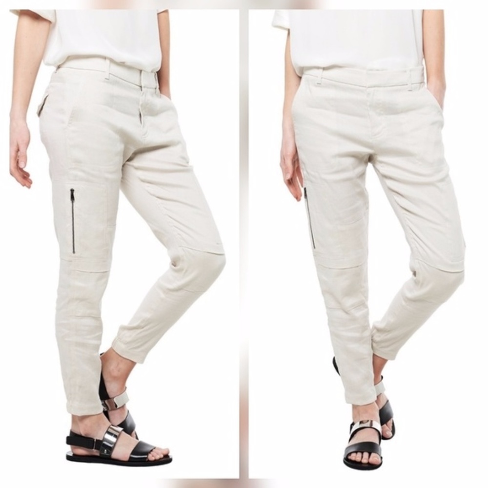 Vince White Linen Blend Cropped Pants