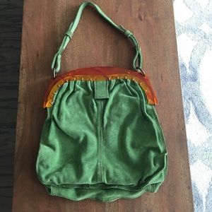 Green suede bag