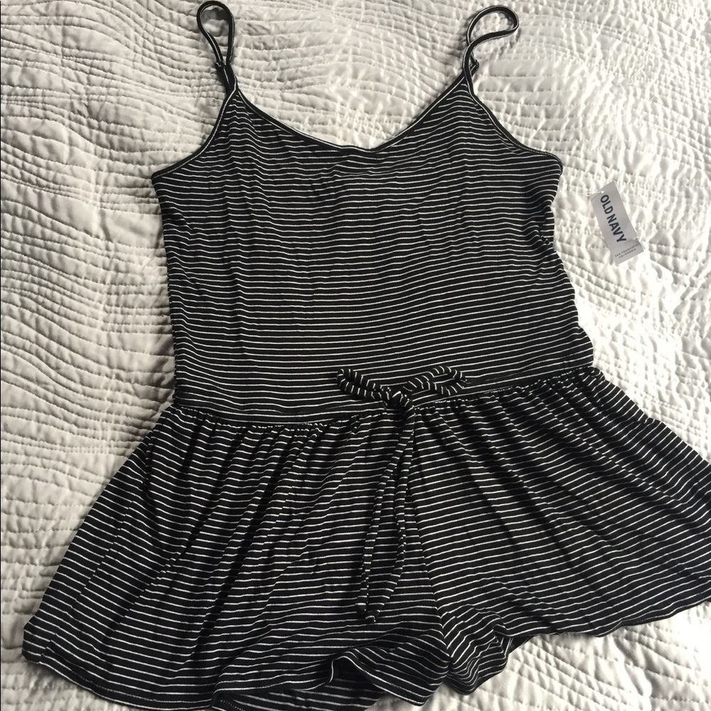 NWT: Black and white cotton romper