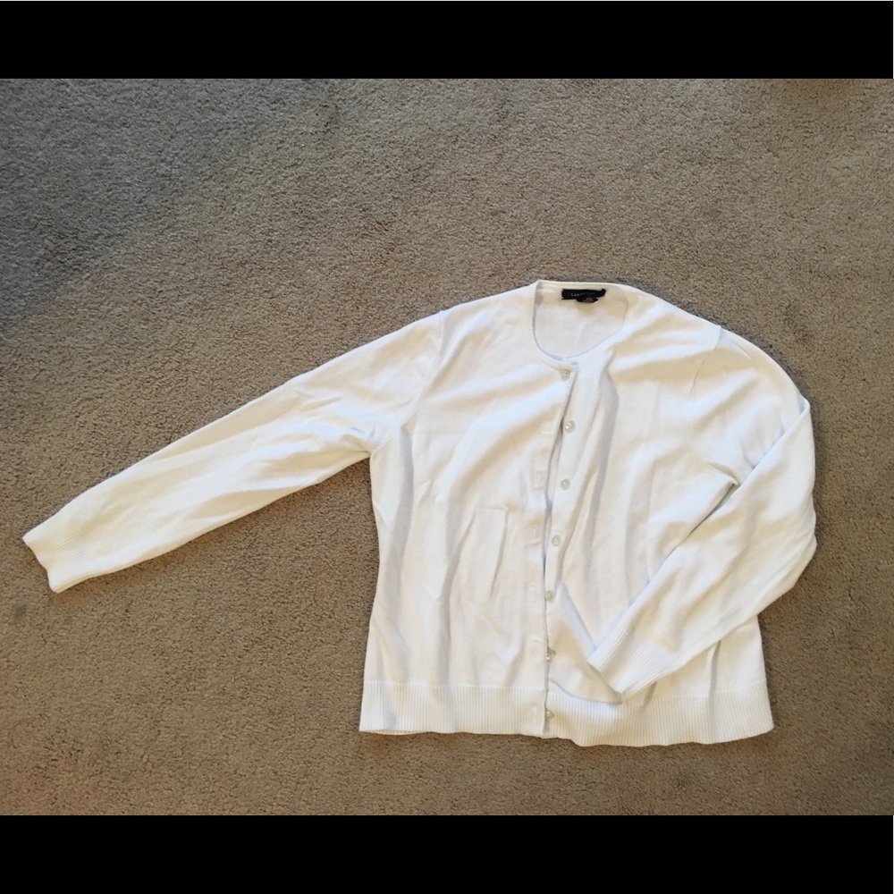 Land's End Plain white cardigan