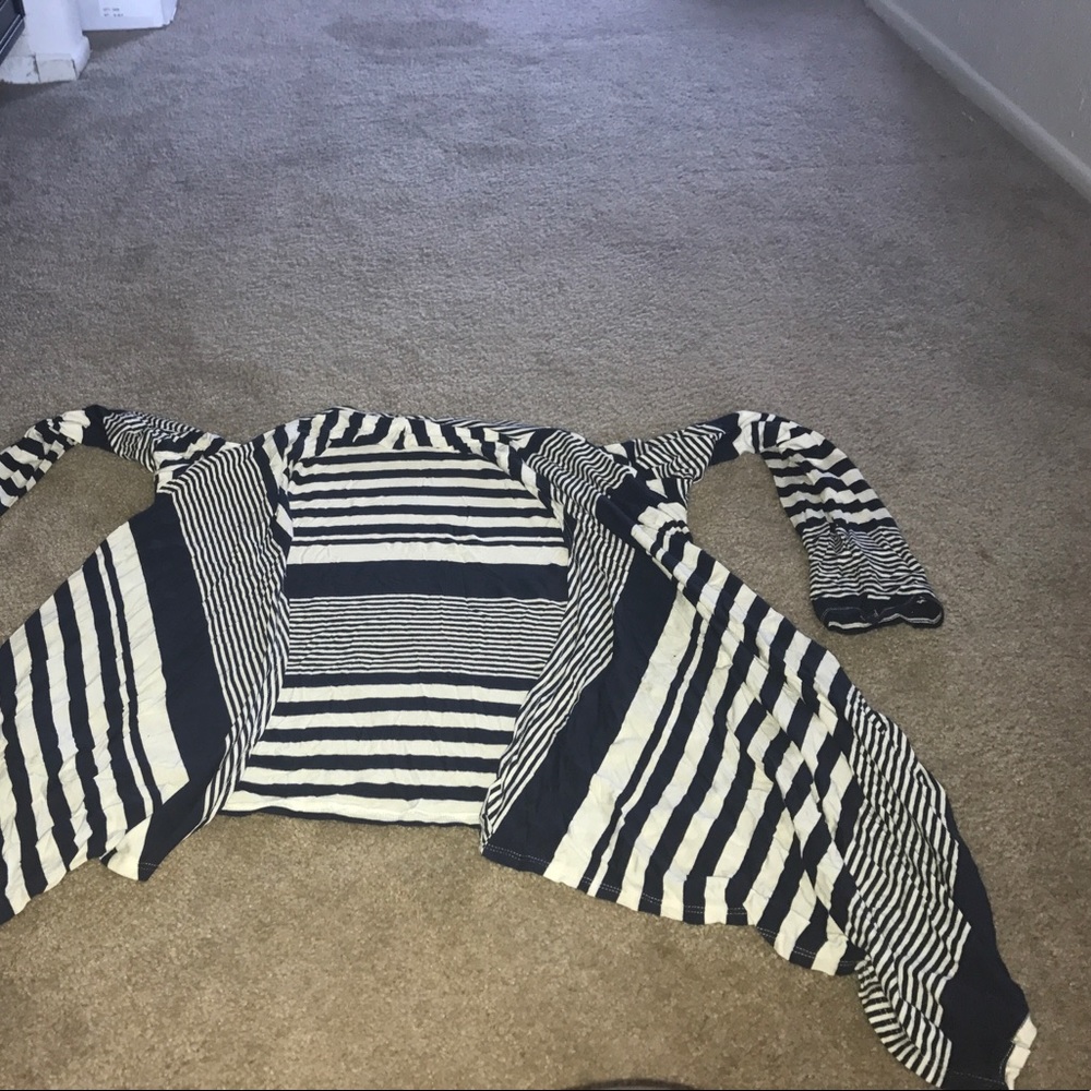 Blue and white cardigan