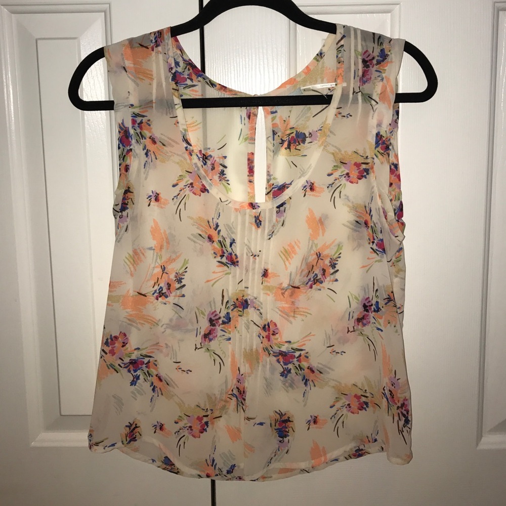 Sheer Blush & Floral Patterned Top