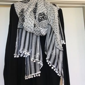 Loft black and white sheer scarf
