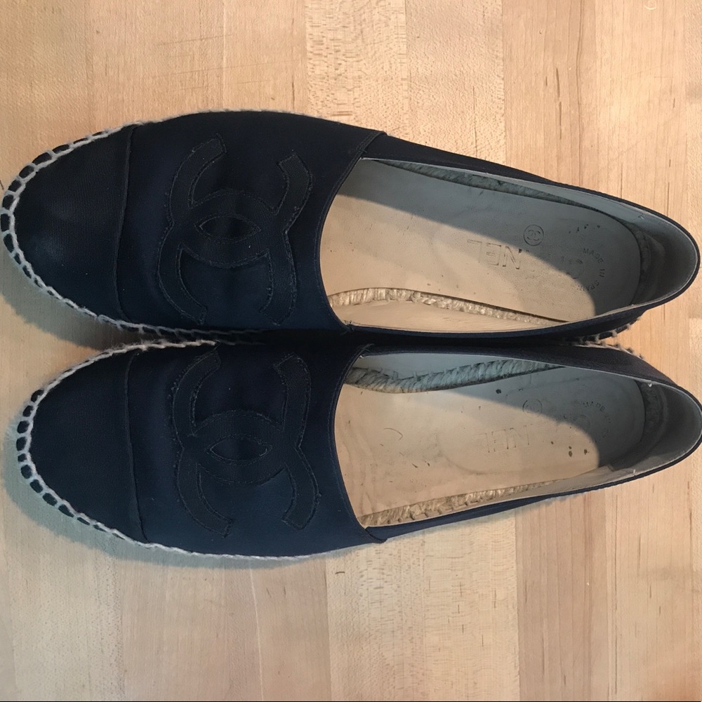 Black satin CHANEL Espadrilles