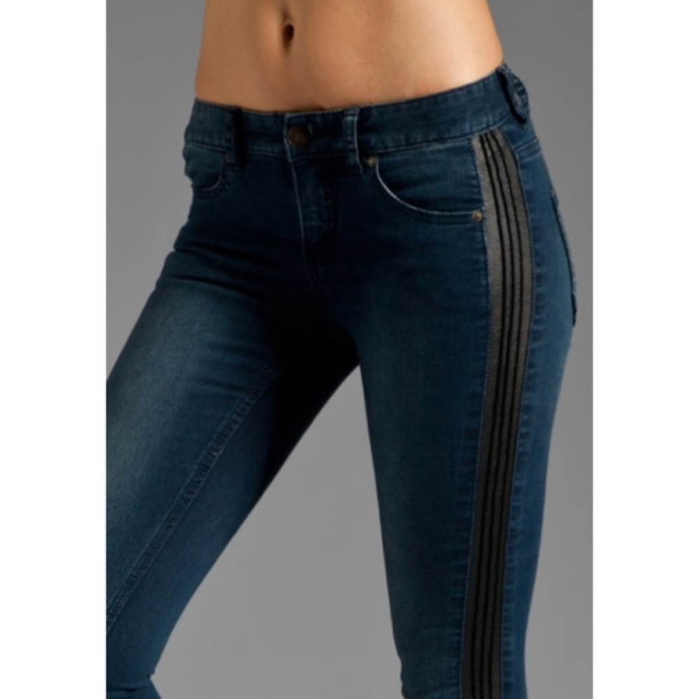 Free People leather trim skinny jeans size 26