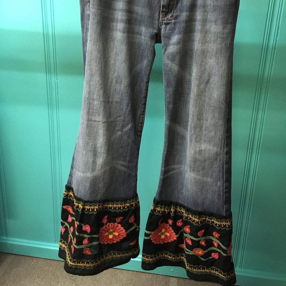 Seven upcycled embroidered jeans