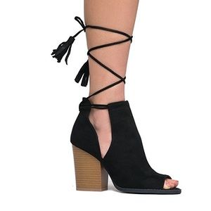 Black Suede Mule Booties