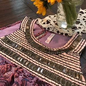 Beaded High Neck Paisley Chiffon Dress