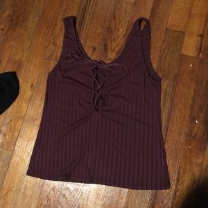Burgundy lace up top