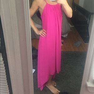 Bright fuisha pink high low maxi xs