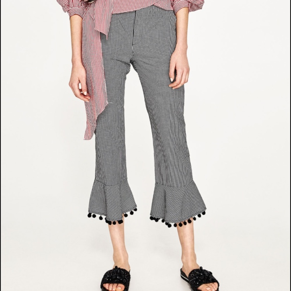 Zara Gingham Pom Pom Trousers SALE🎉