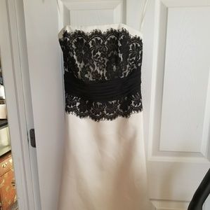 White and black lace cocktail dress