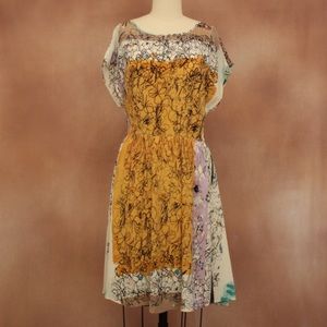 Anthropologie silk painted floral dress / size 6