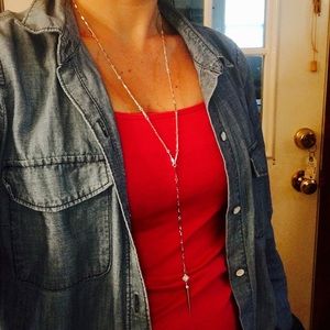 Stella & Dot Bianca Lariet Necklace- Silver