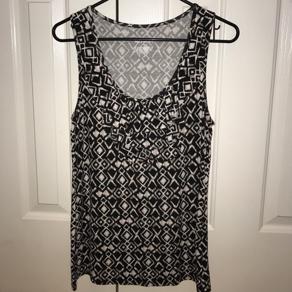 Geometric Ruffle Tank Top