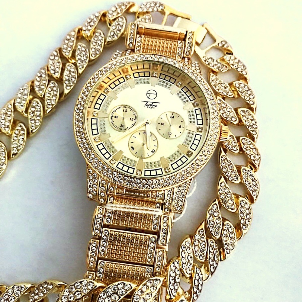 Iced Out Techno Pave with matching Chocker Chain