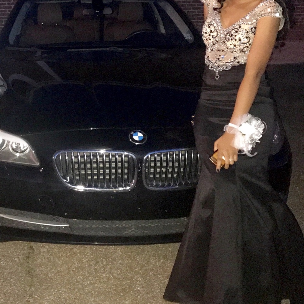 Black and Tan mermaid prom dress