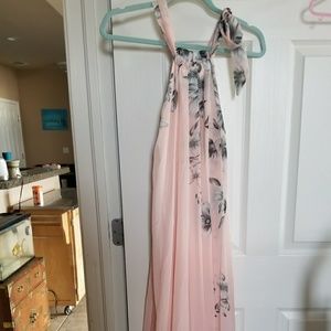 Pink chiffon maxi dress