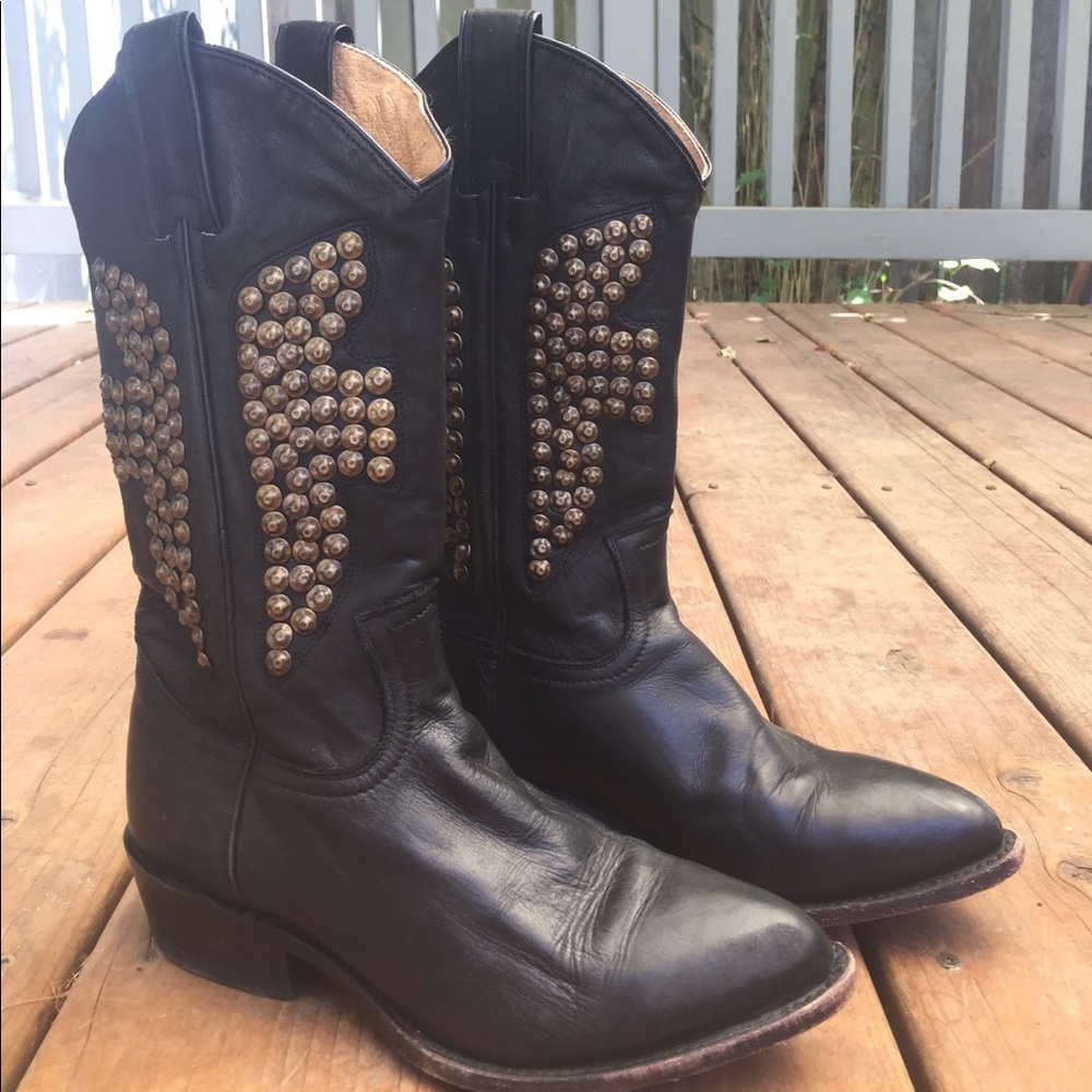 Frye Billy Hammered Studded Western Leather Boot