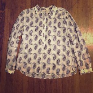 Ann Taylor LOFT Henley blouse with paisley print